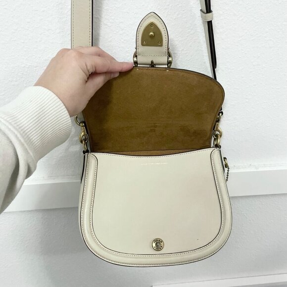 COACH Glovetanned Leather Beat Saddle Bag B4/Ivory One Size - Picture 10 of 15
